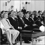 Bundespräsident Johannes Rau bei den Europäischen Kulturpreisverleihungen 2002 im Schloss Bellevue Berlin